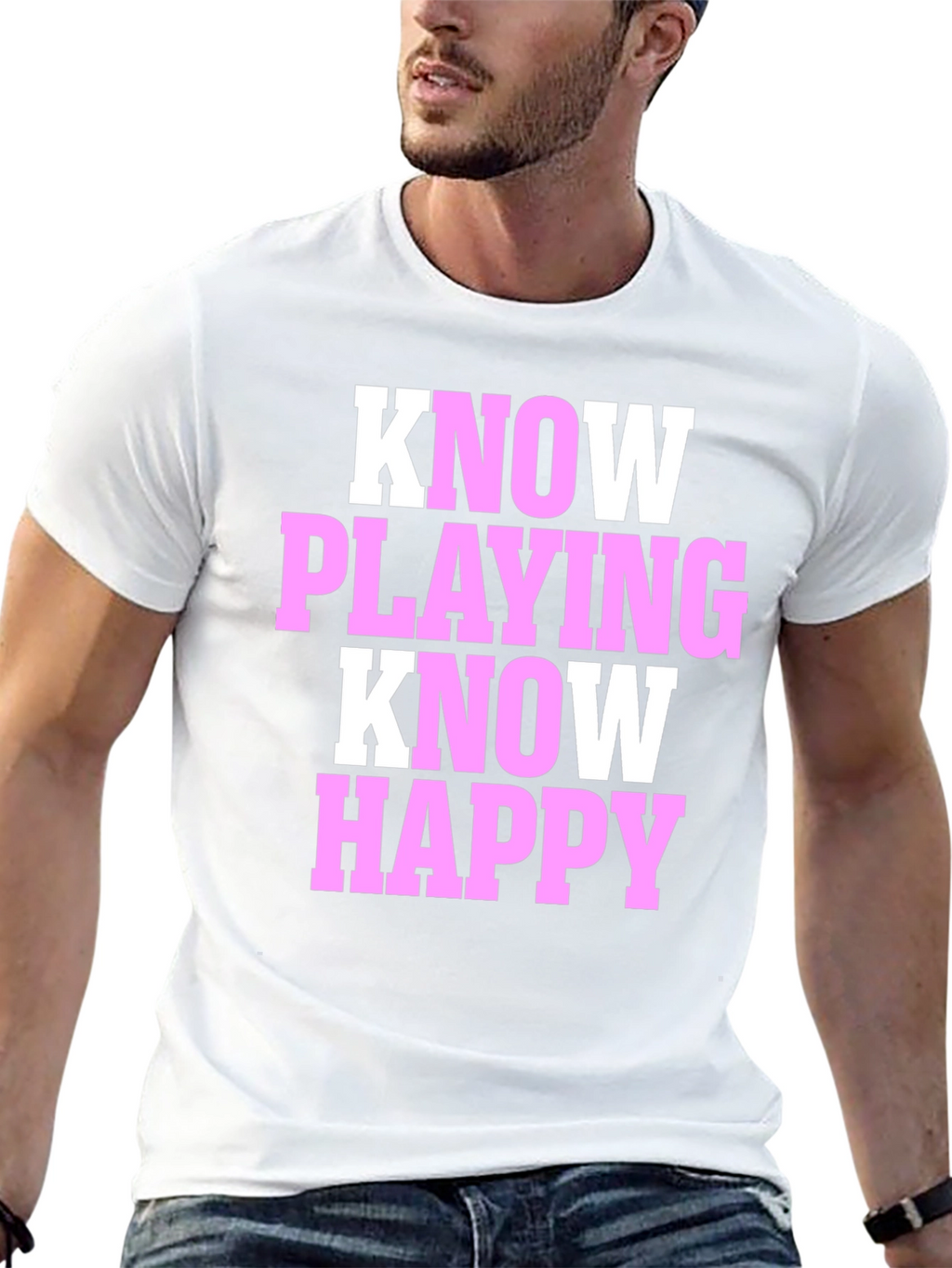 Know Playing Know Happy Black T-Shirt