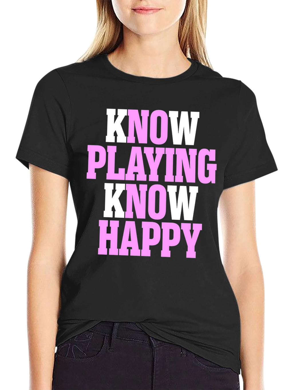 Know Playing Know Happy Black T-Shirt