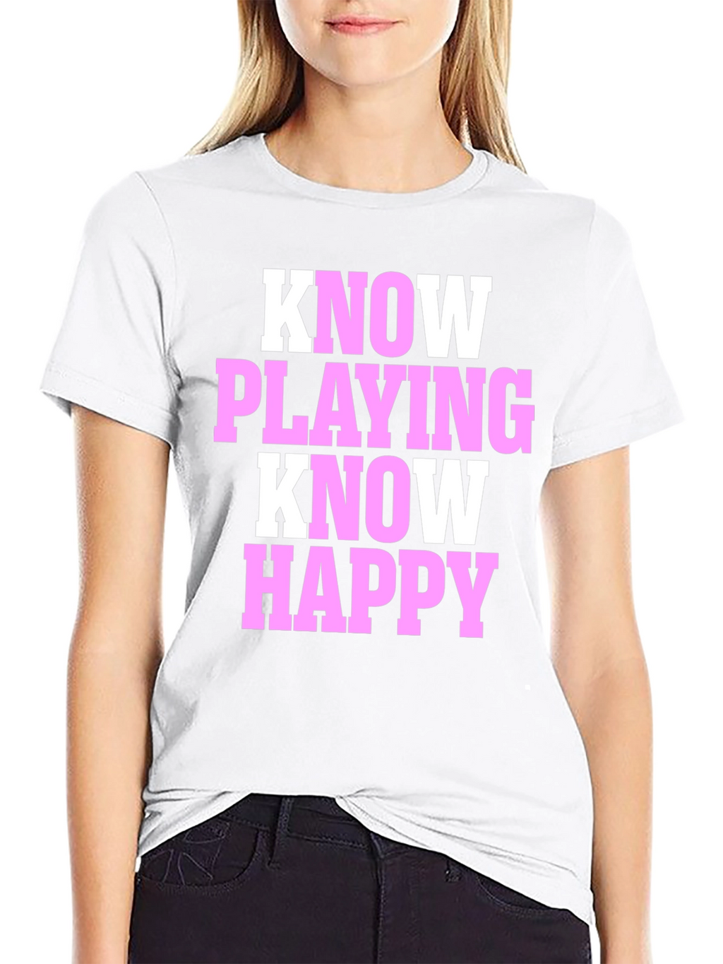 Know Playing Know Happy Black T-Shirt