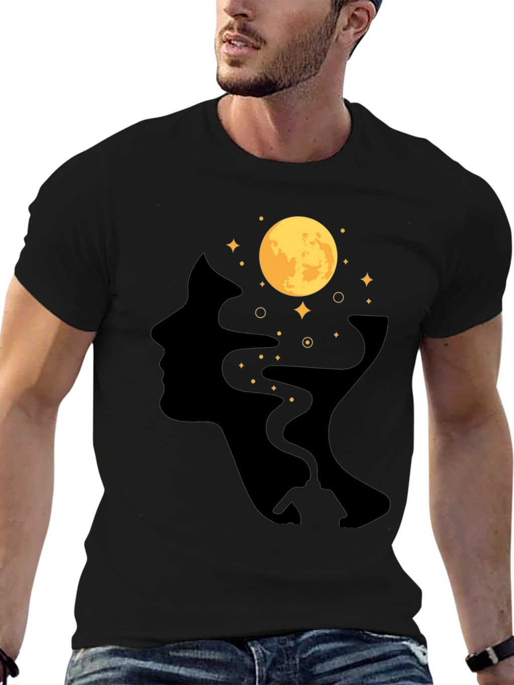Moonlit Mind T-Shirt - Black Graphic Tee