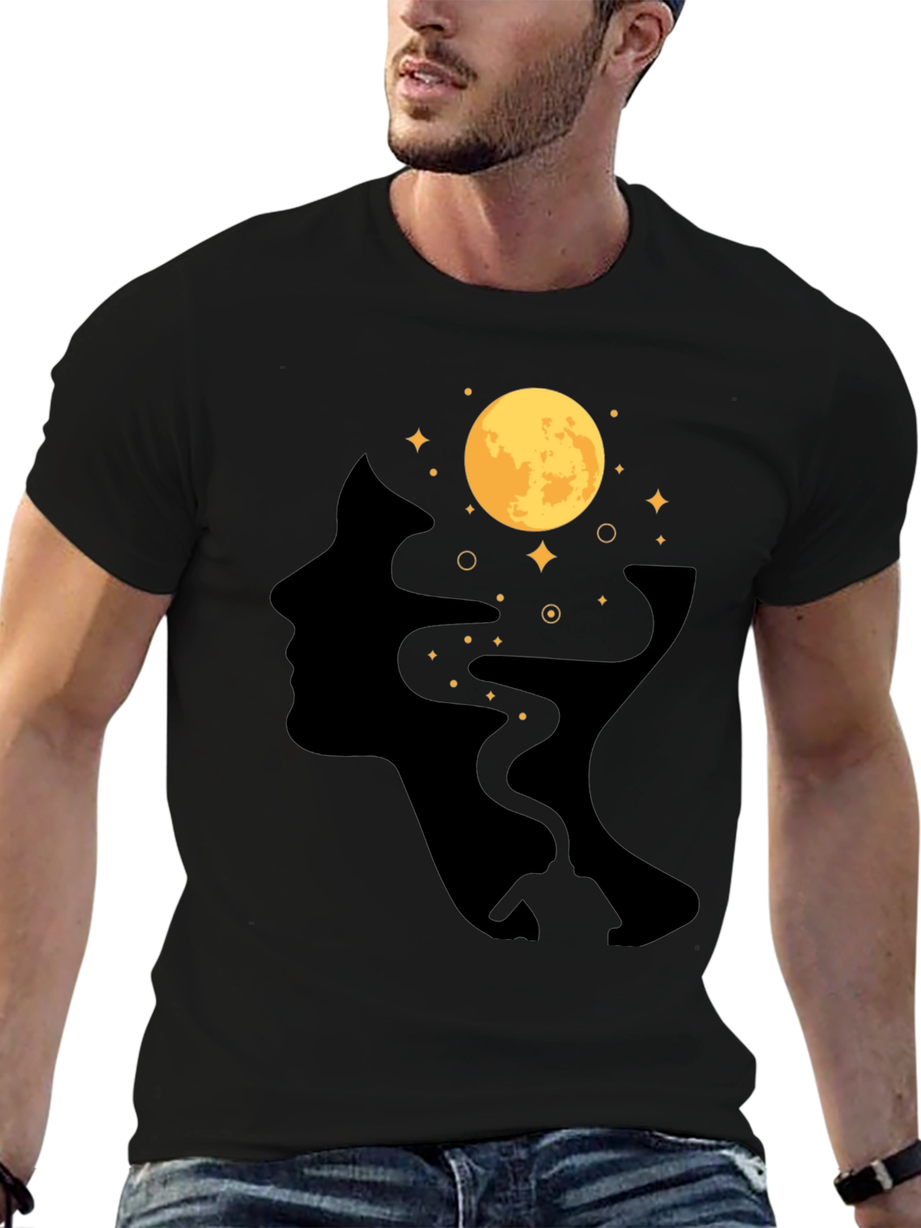 Moonlit Mind T-Shirt - Black Graphic Tee