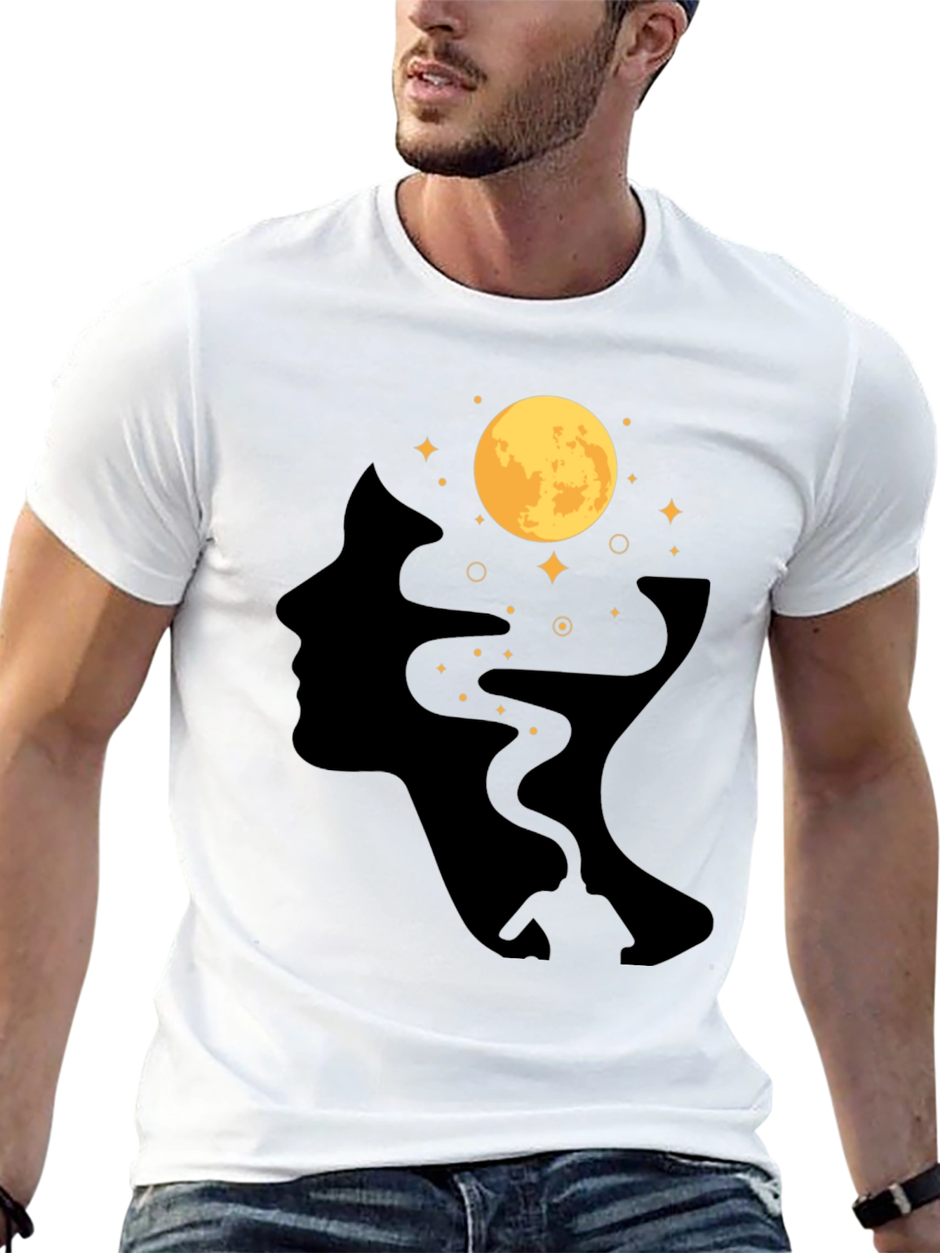 Moonlit Mind T-Shirt - Black Graphic Tee