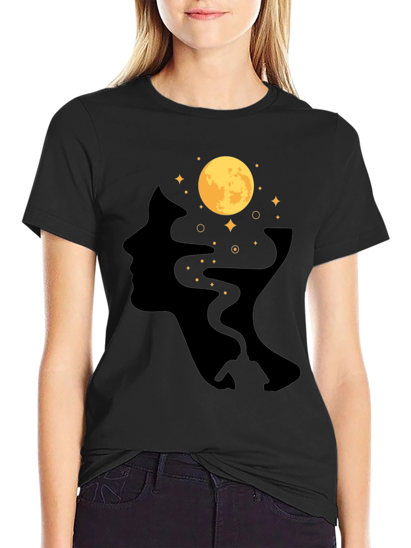 Moonlit Mind T-Shirt - Black Graphic Tee
