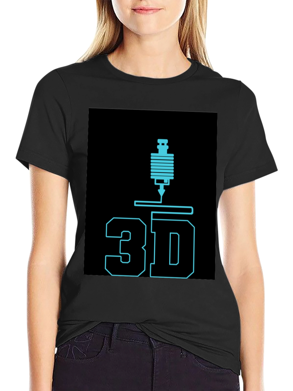 3D Printing Black Graphic Tee