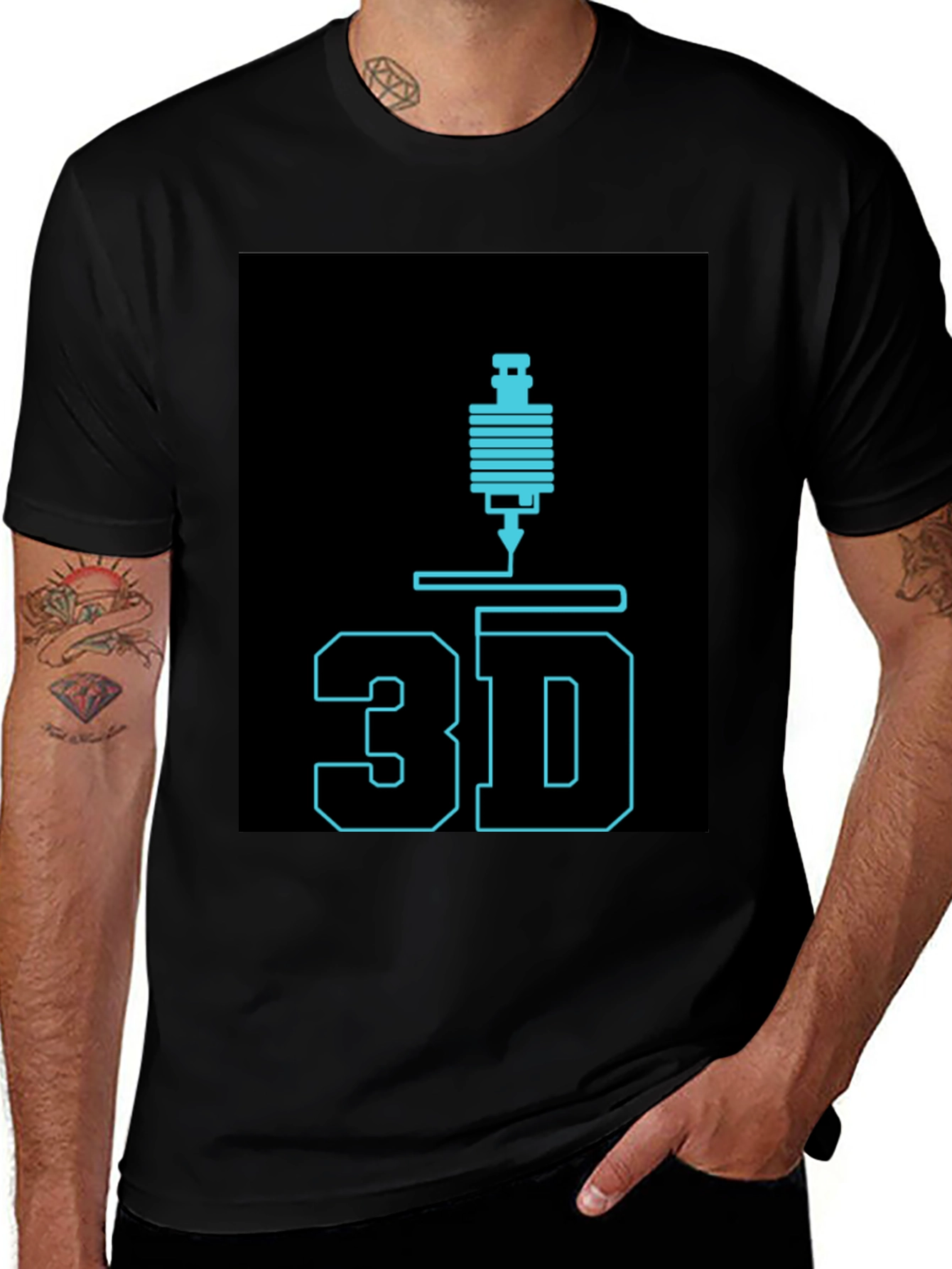 3D Printing Black Graphic Tee