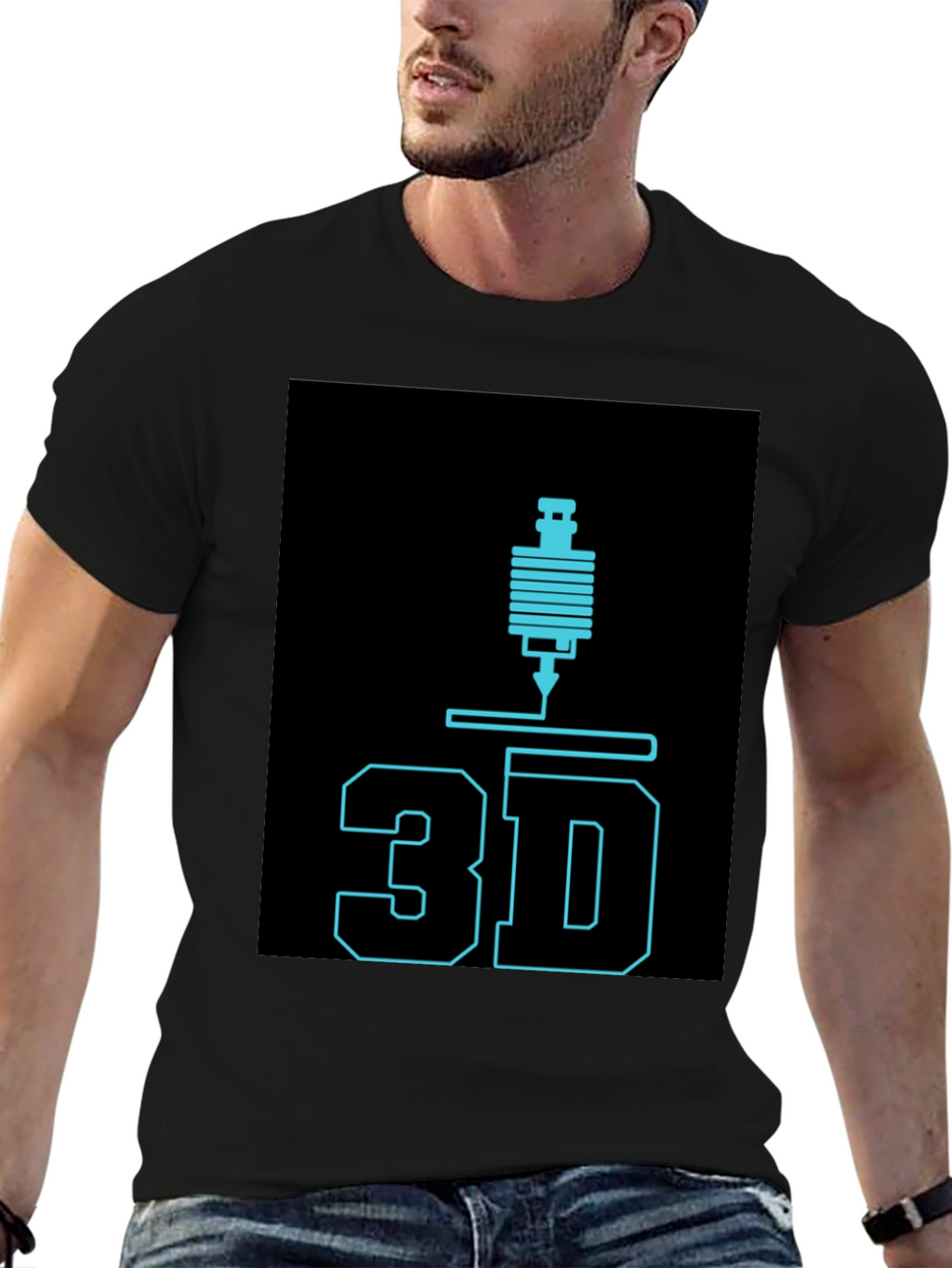 3D Printing Black Graphic Tee