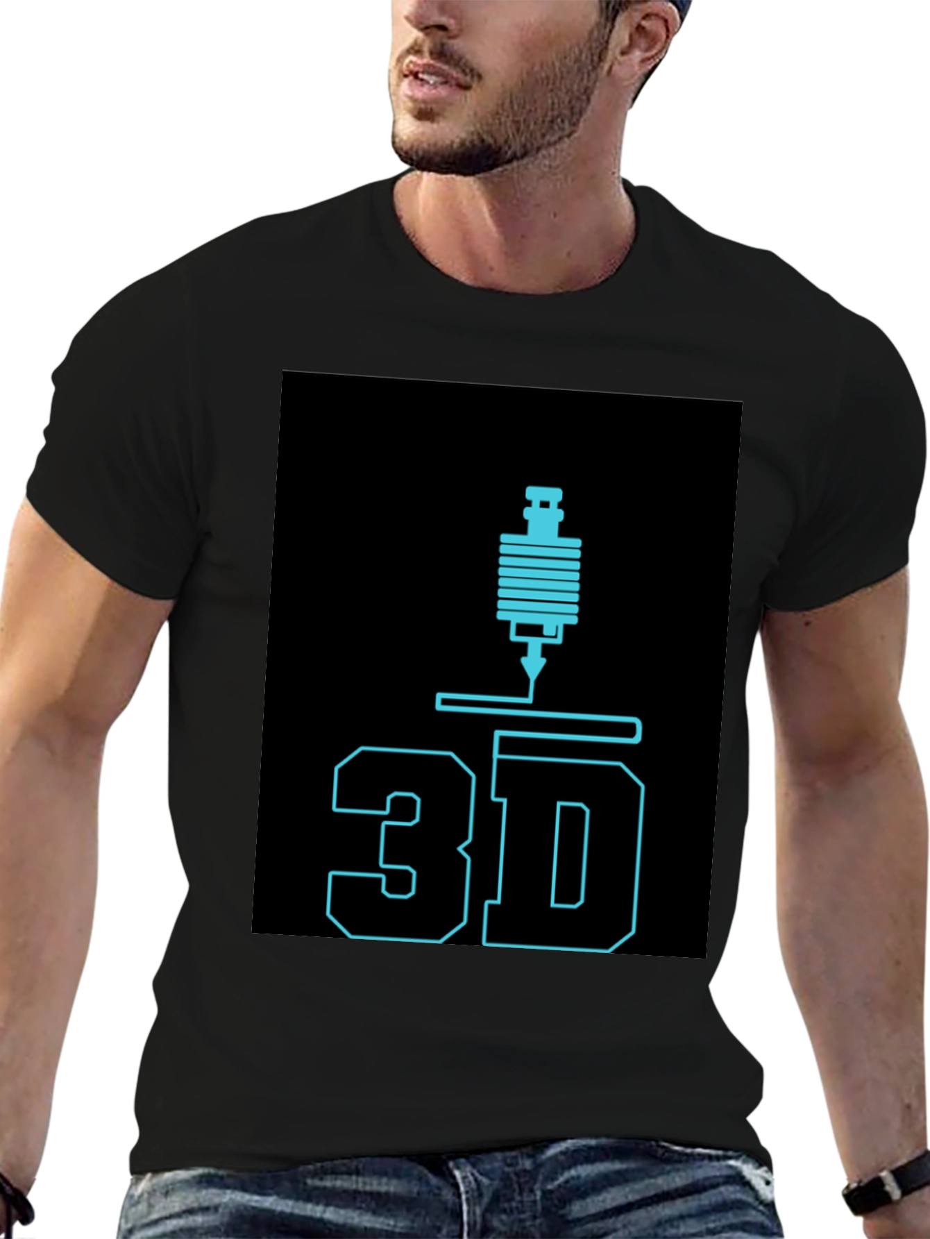 3D Printing Black Graphic Tee