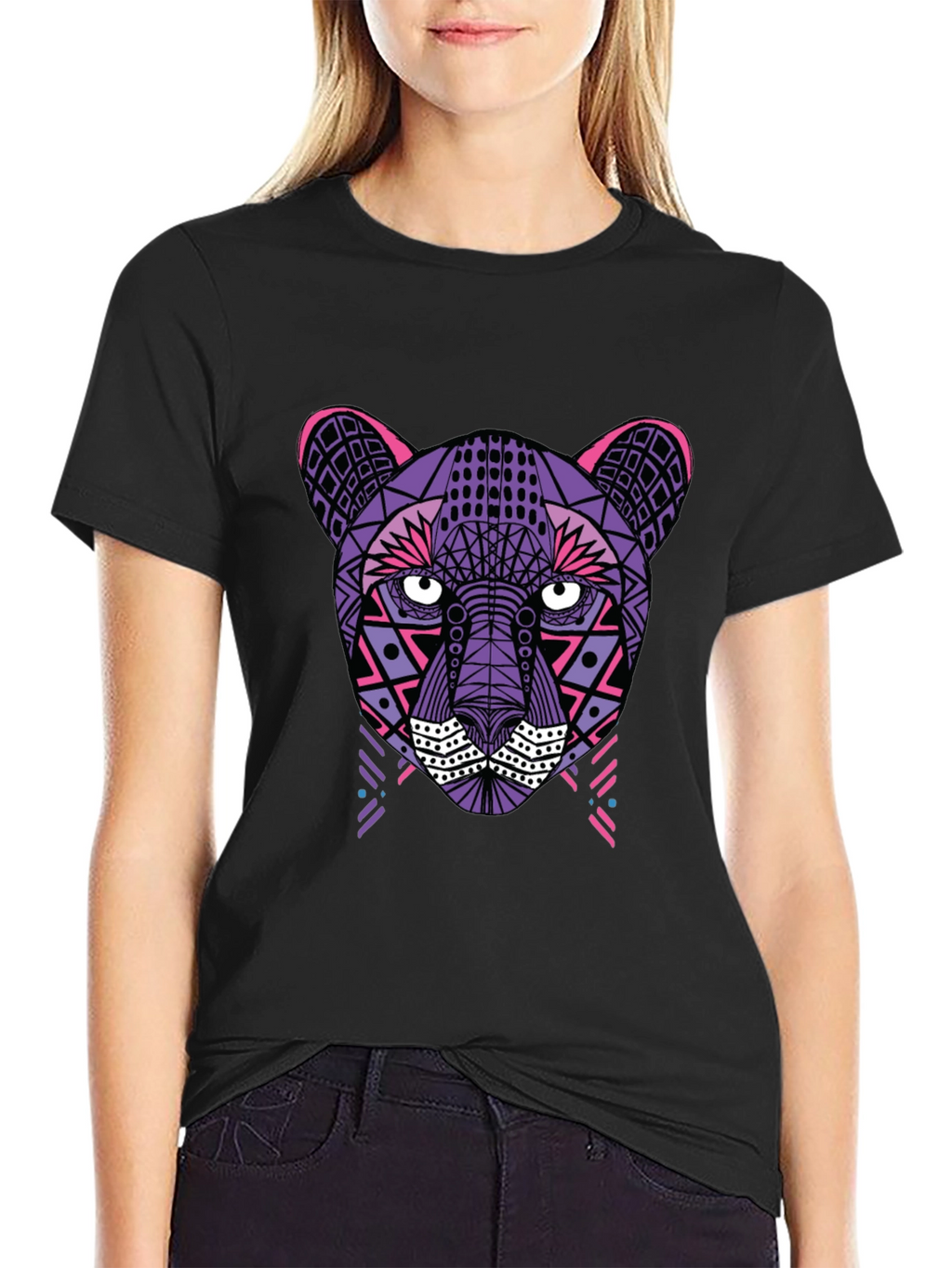 Geometric Panther T-Shirt - Black