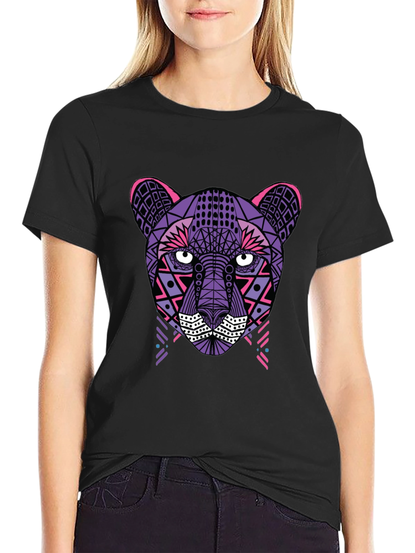 Geometric Panther T-Shirt - Black