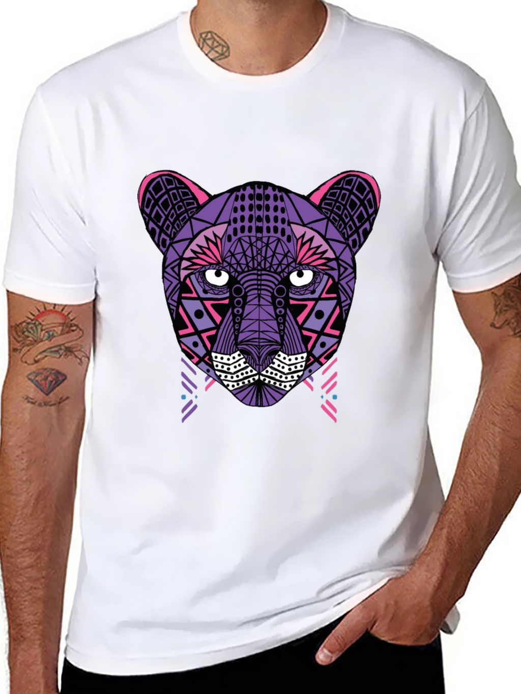 Geometric Panther T-Shirt - Black