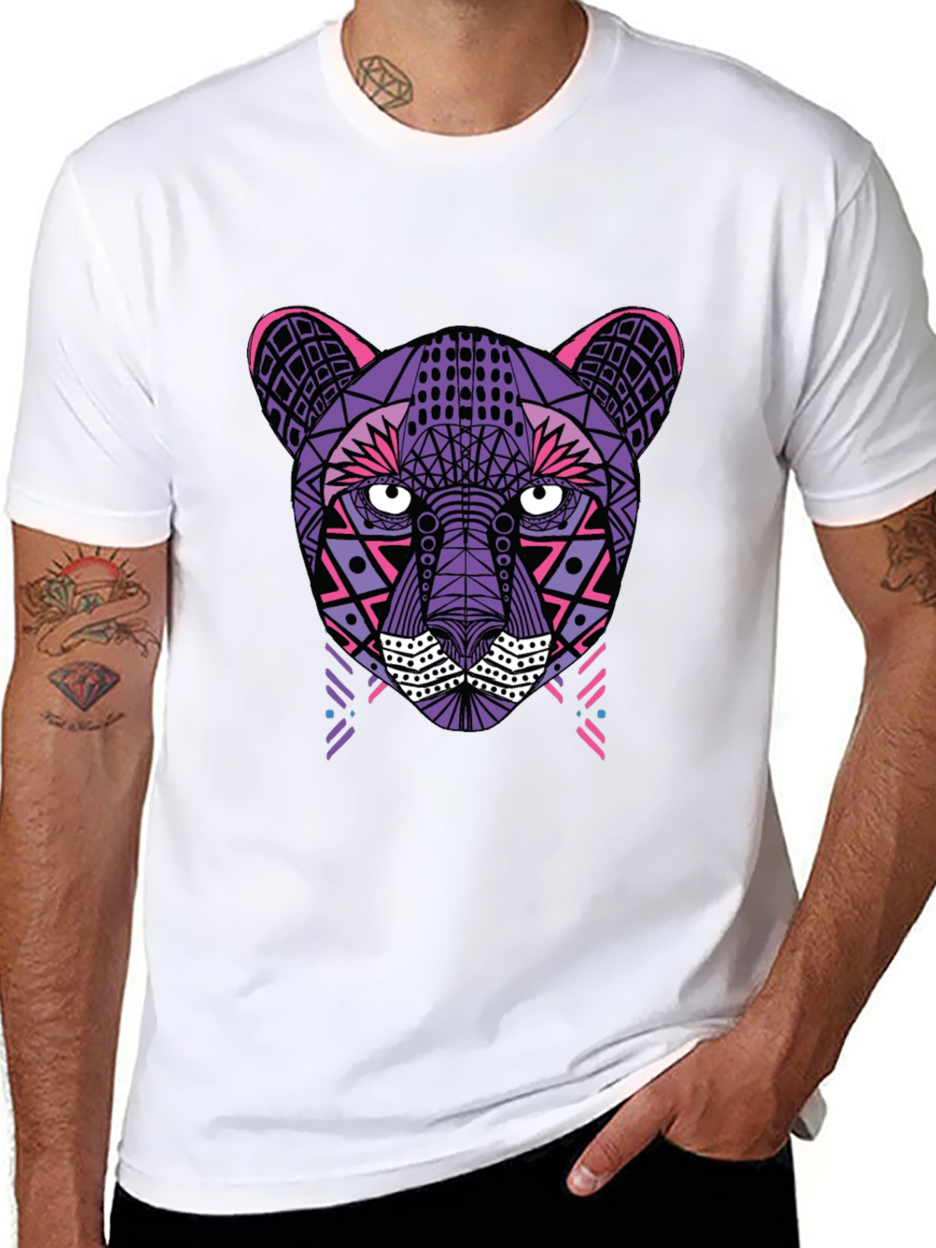 Geometric Panther T-Shirt - Black