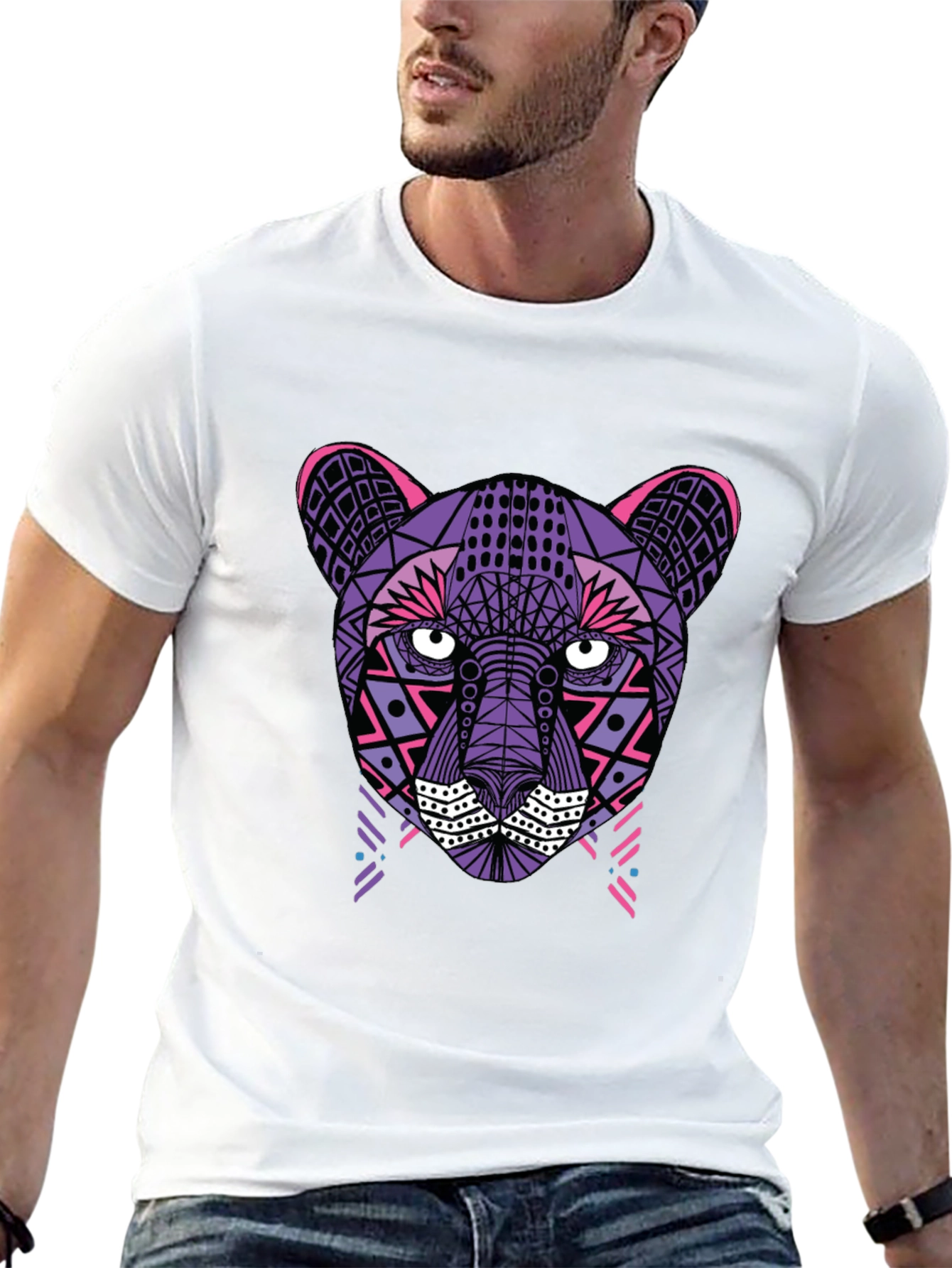 Geometric Panther T-Shirt - Black