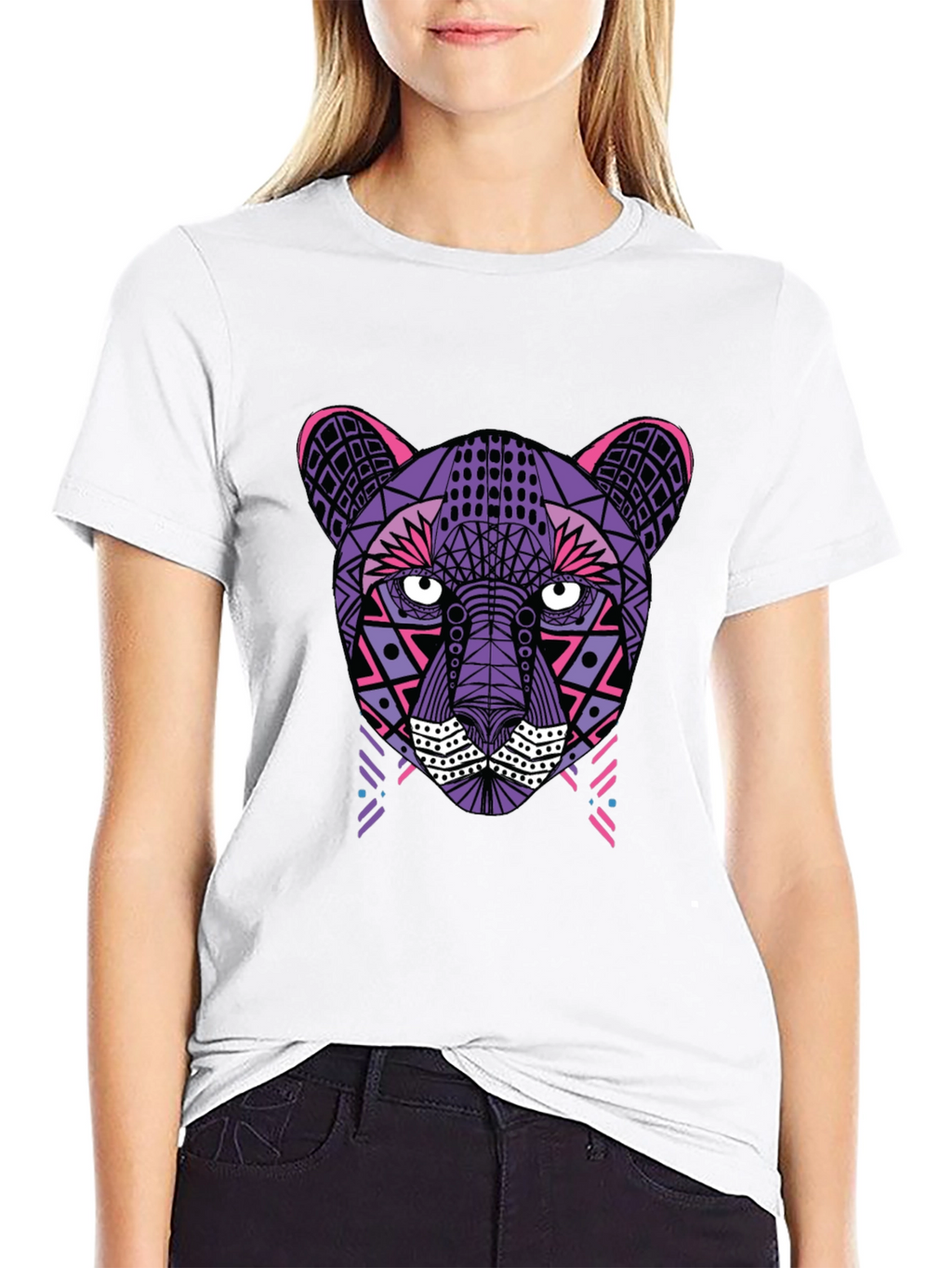 Geometric Panther T-Shirt - Black