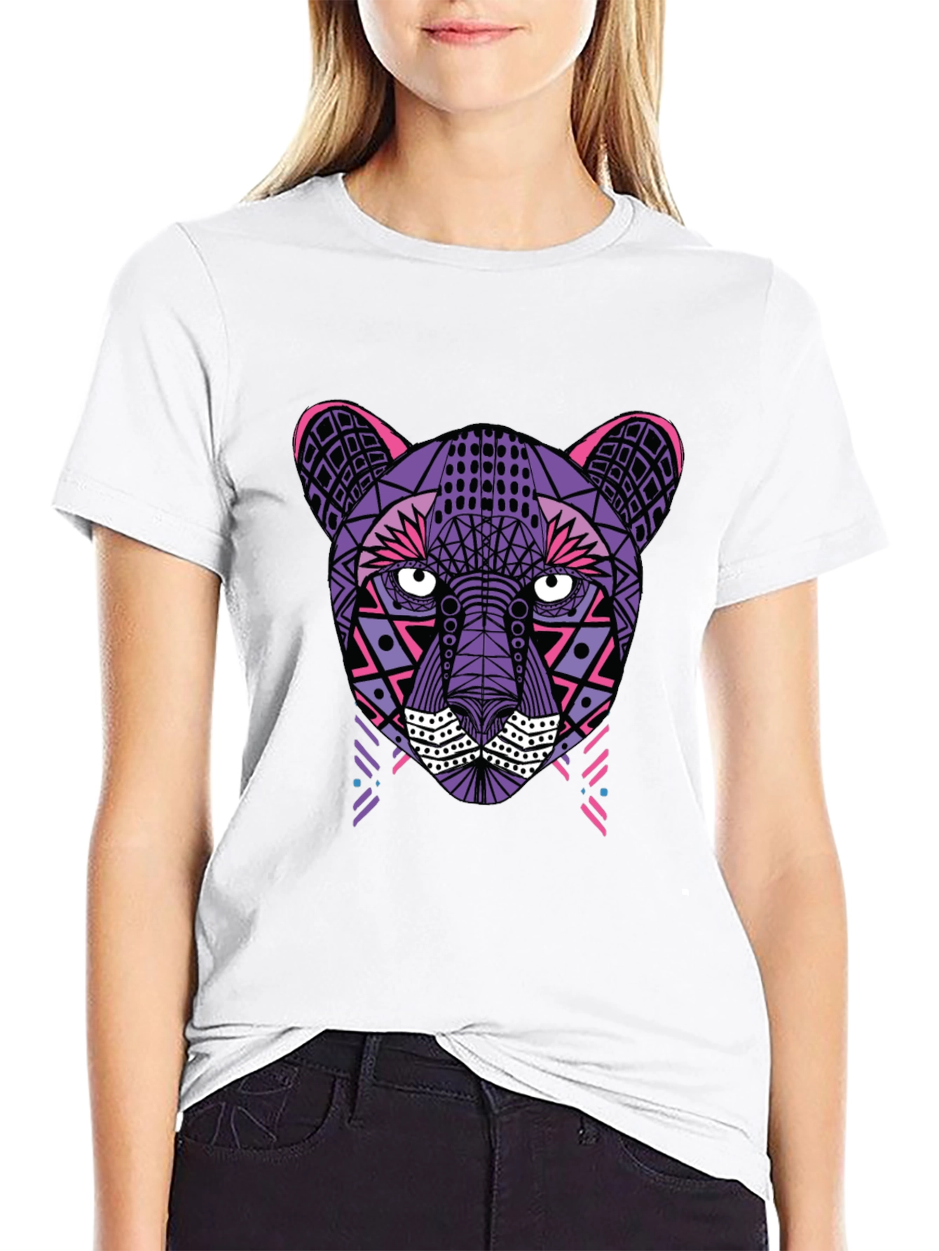 Geometric Panther T-Shirt - Black