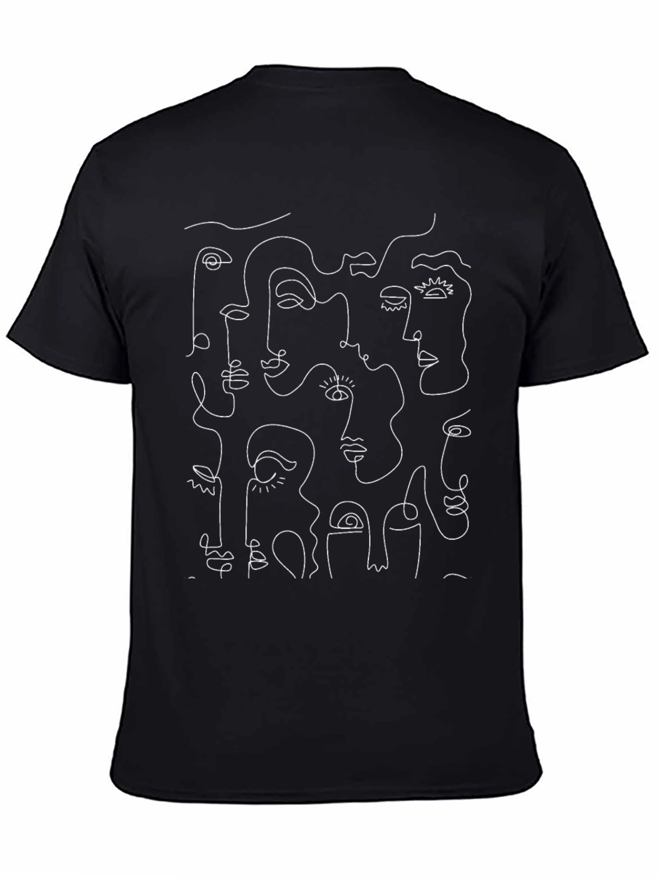 Abstract Faces Graphic Print Black T-Shirt