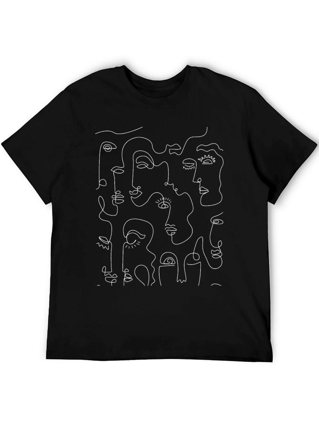 Abstract Faces Graphic Print Black T-Shirt