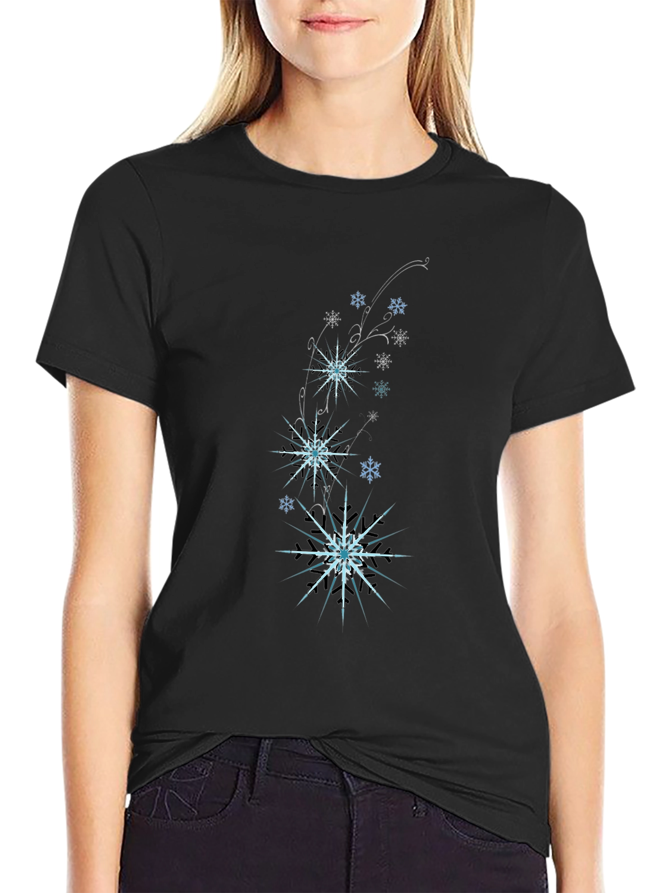 Snowflake Graphic Black T-Shirt