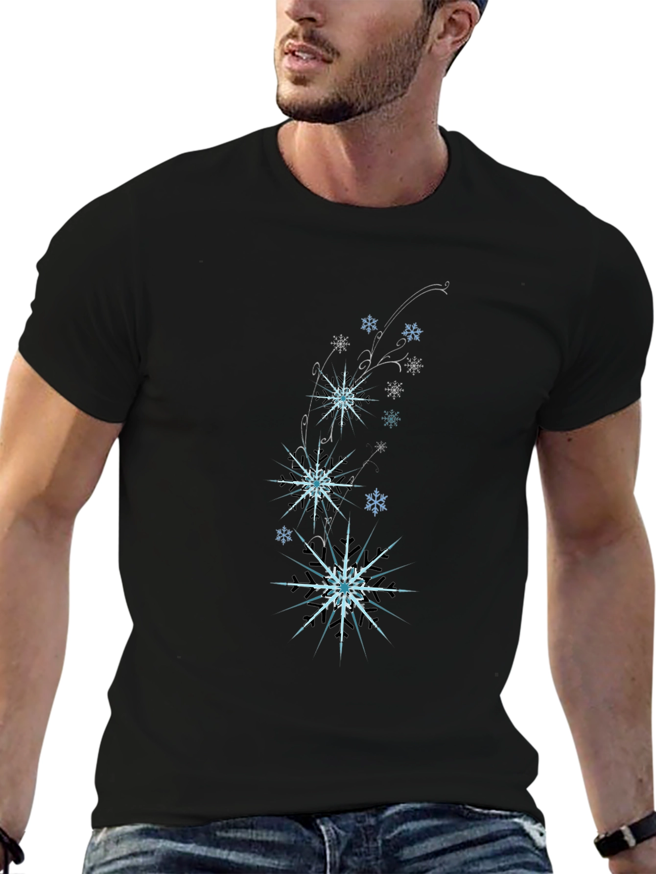 Snowflake Graphic Black T-Shirt