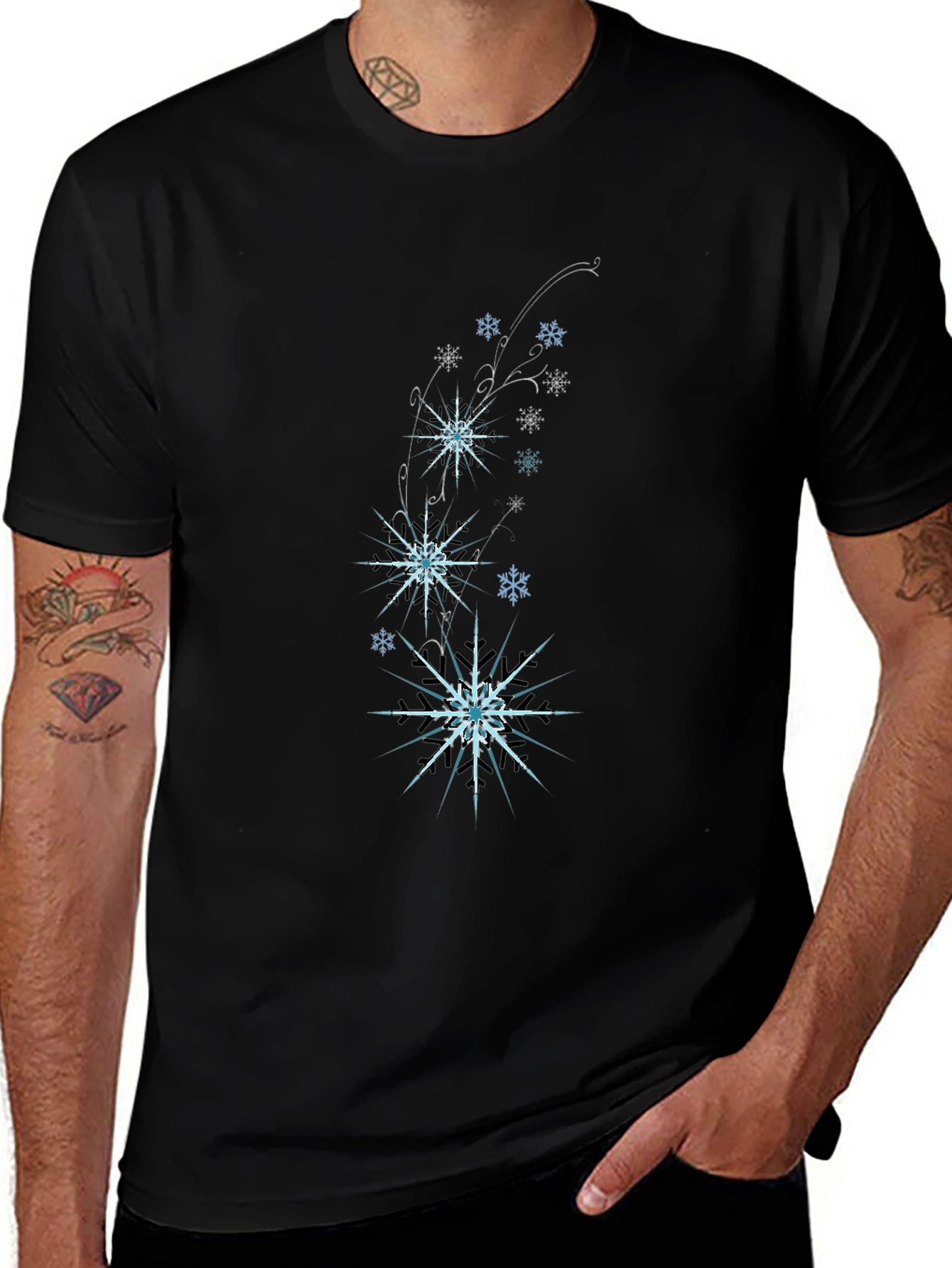 Snowflake Graphic Black T-Shirt