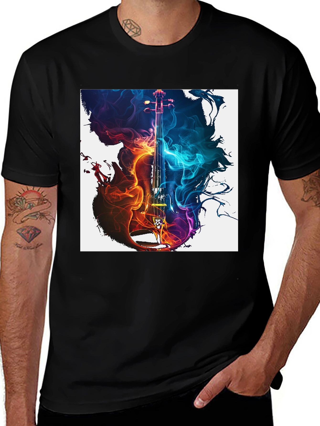 Fiery Violin Graphic Tee - Music Lovers T-Shirt