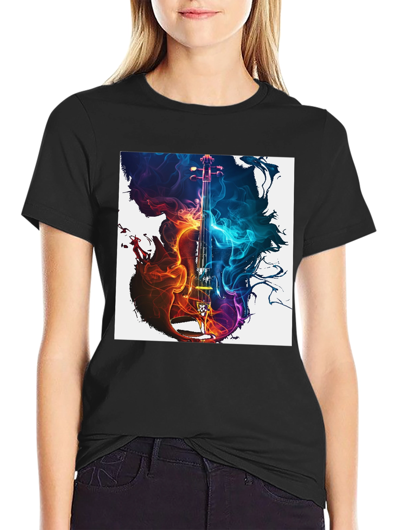 Fiery Violin Graphic Tee - Music Lovers T-Shirt