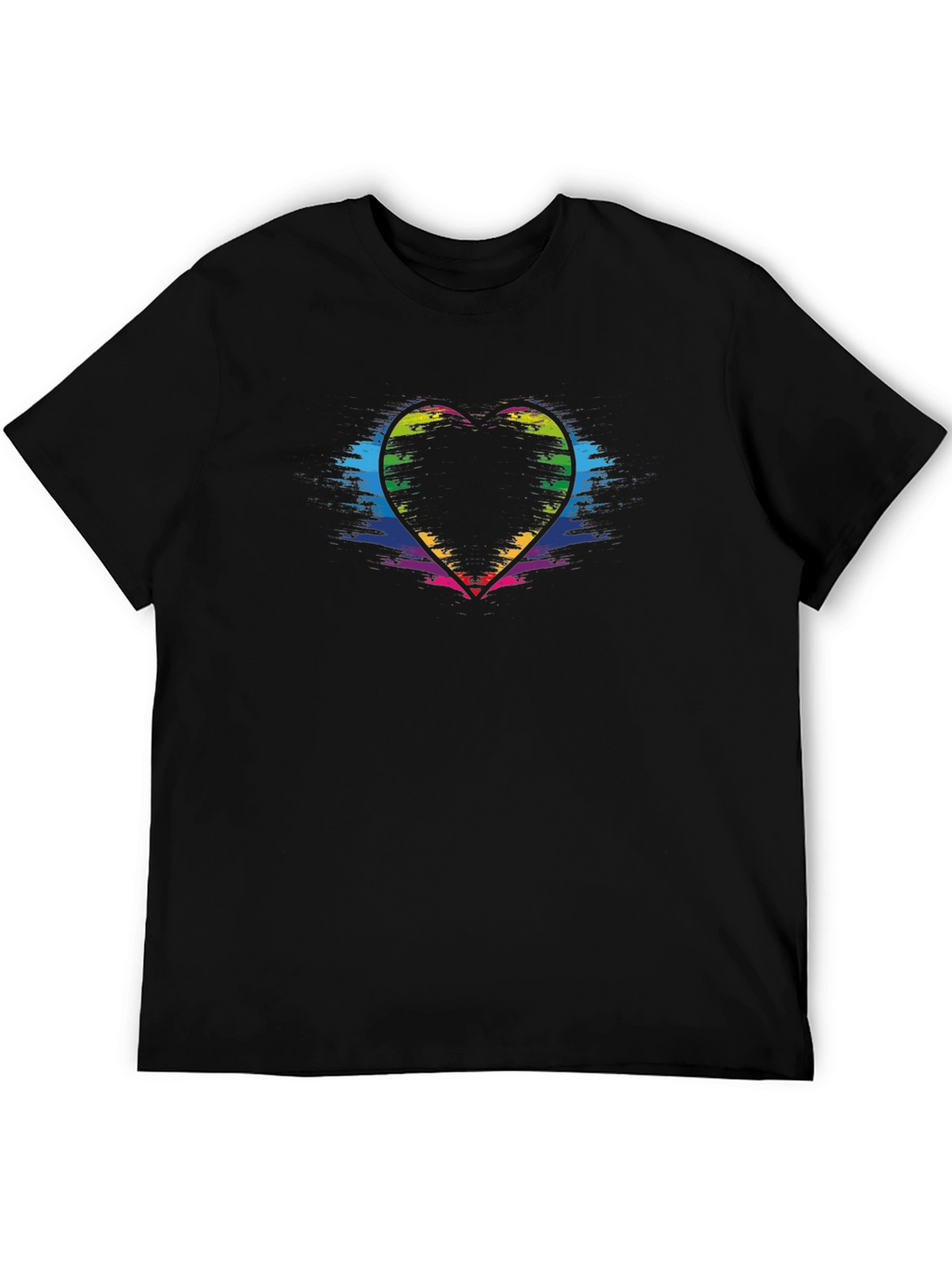Rainbow Heart Graphic Black T-Shirt