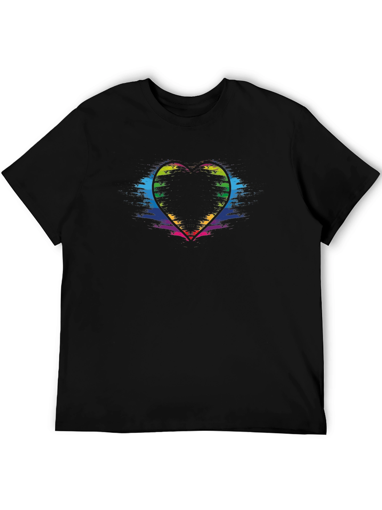 Rainbow Heart Graphic Black T-Shirt
