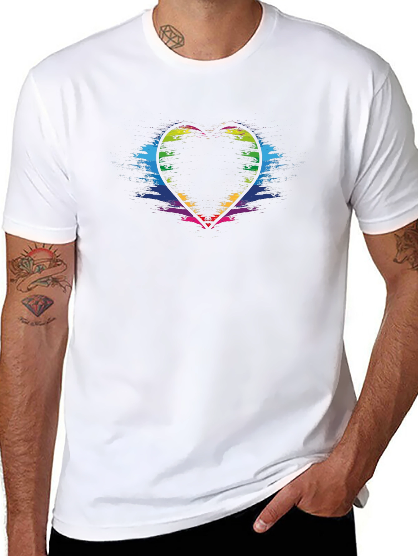Rainbow Heart Graphic Black T-Shirt