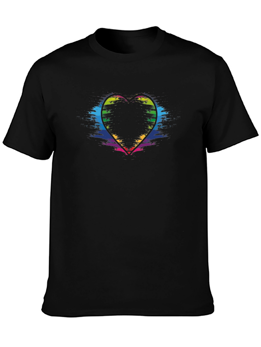 Rainbow Heart Graphic Black T-Shirt