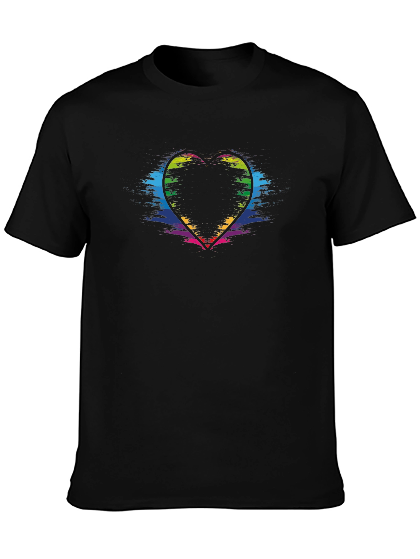 Rainbow Heart Graphic Black T-Shirt