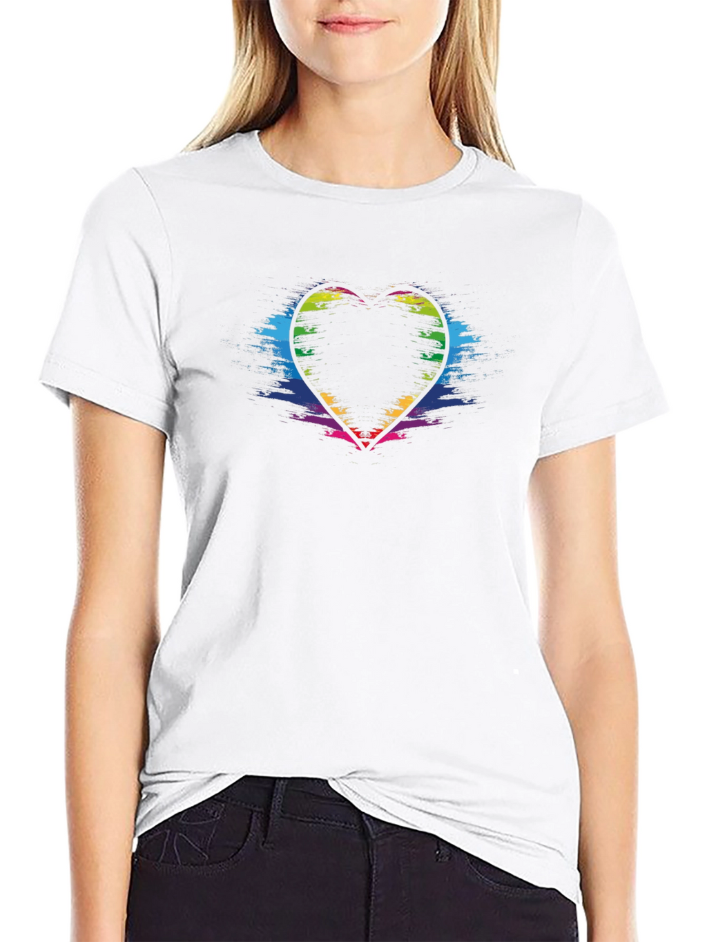 Rainbow Heart Graphic Black T-Shirt