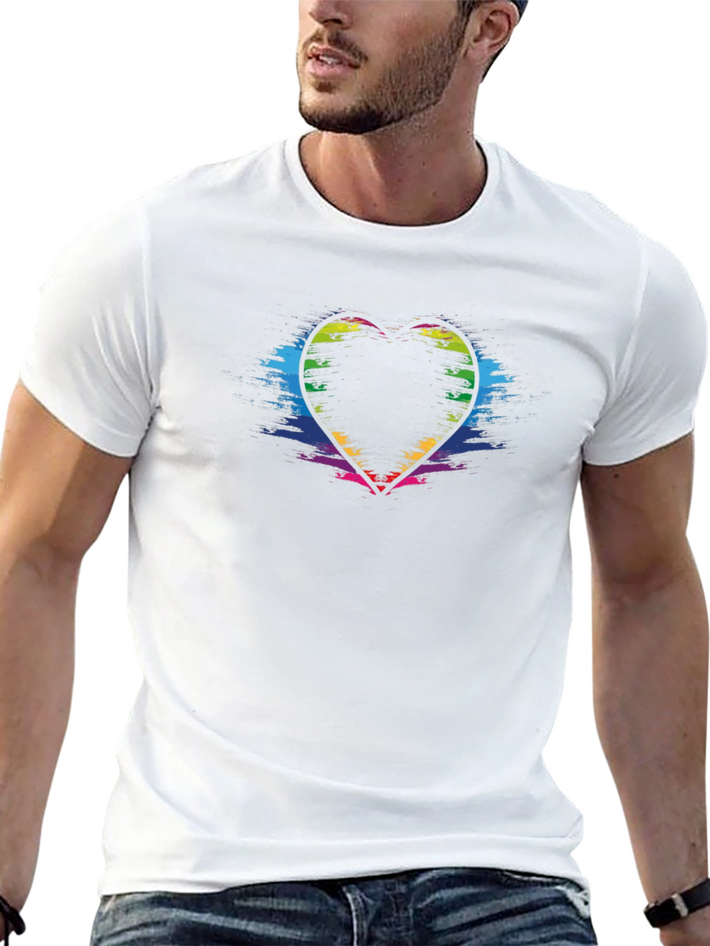 Rainbow Heart Graphic Black T-Shirt