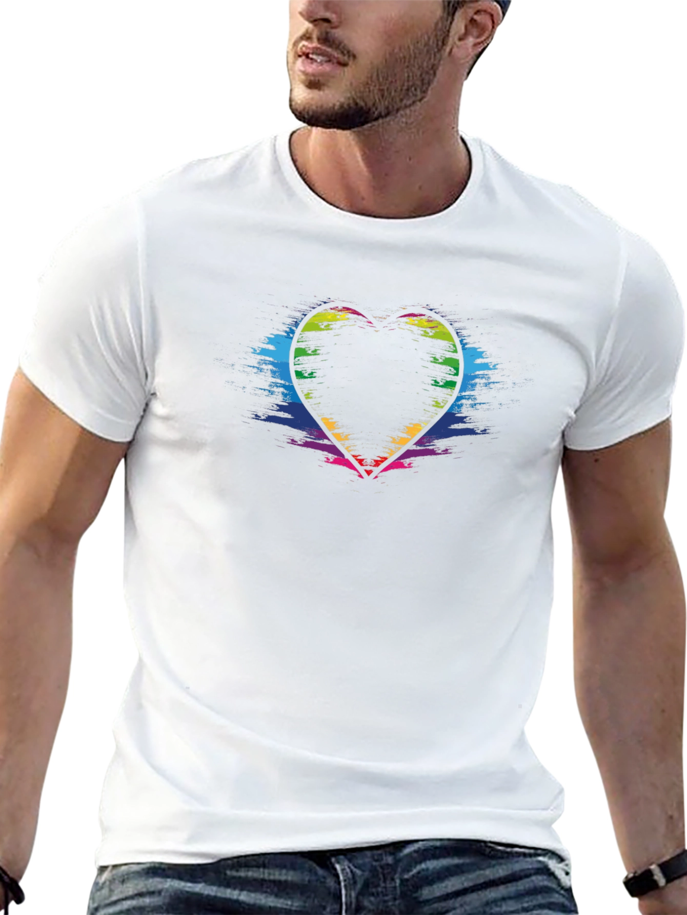 Rainbow Heart Graphic Black T-Shirt