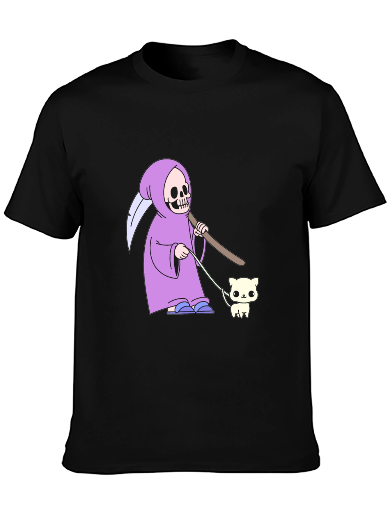 Grim Reaper Cat Walk T-Shirt - Funny Graphic Tee