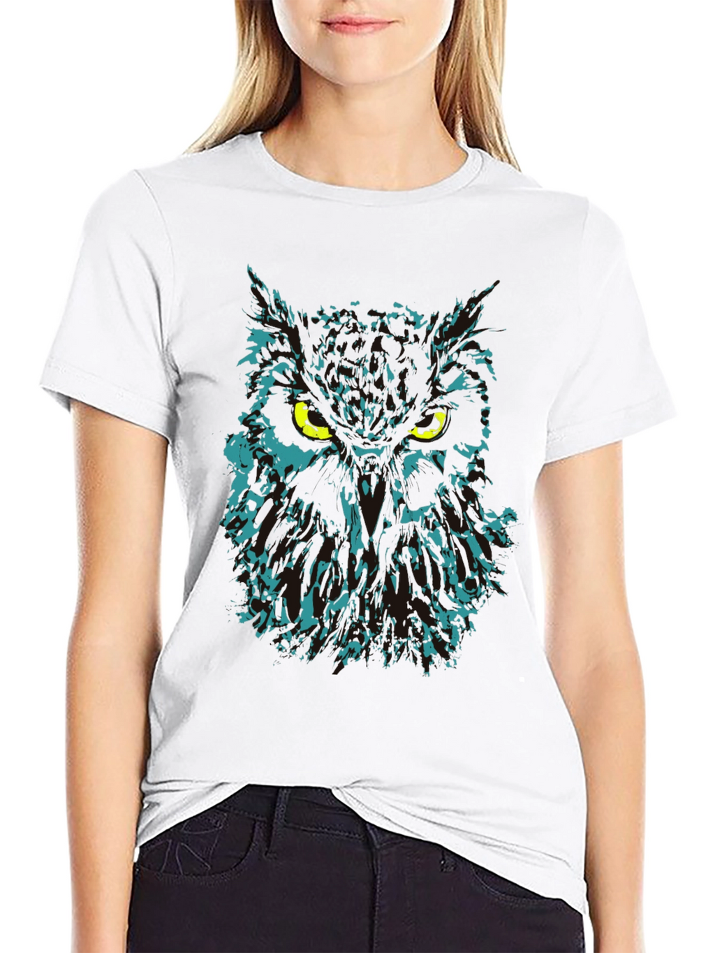 Owl Graphic Print Black T-Shirt