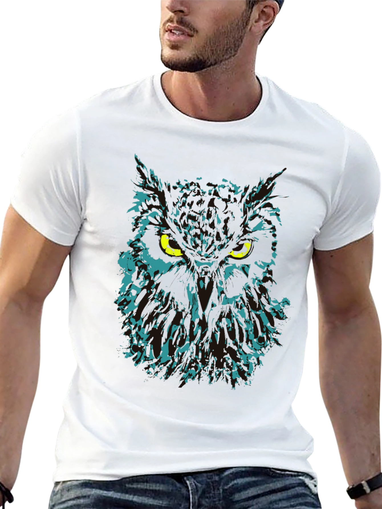 Owl Graphic Print Black T-Shirt