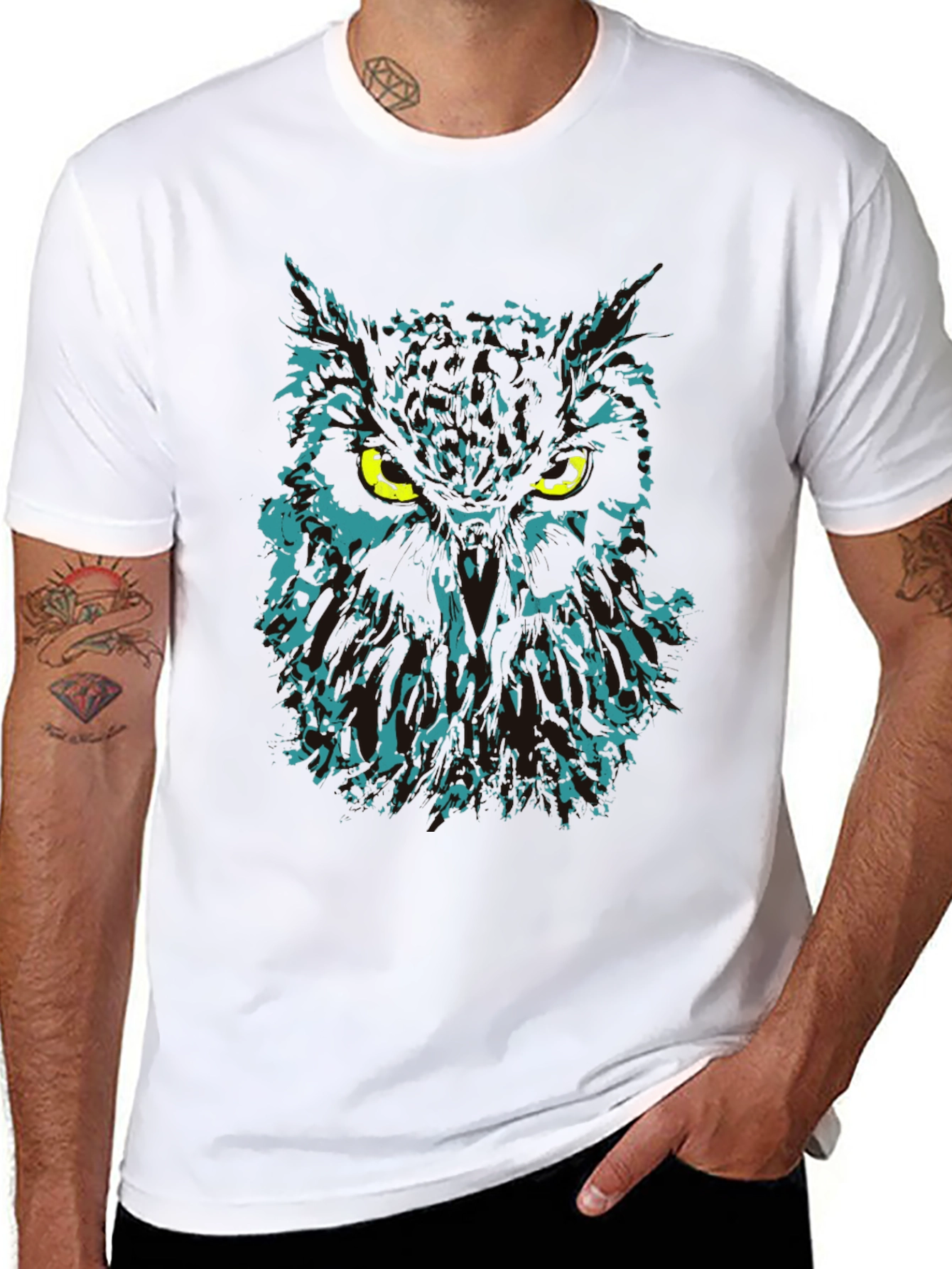Owl Graphic Print Black T-Shirt