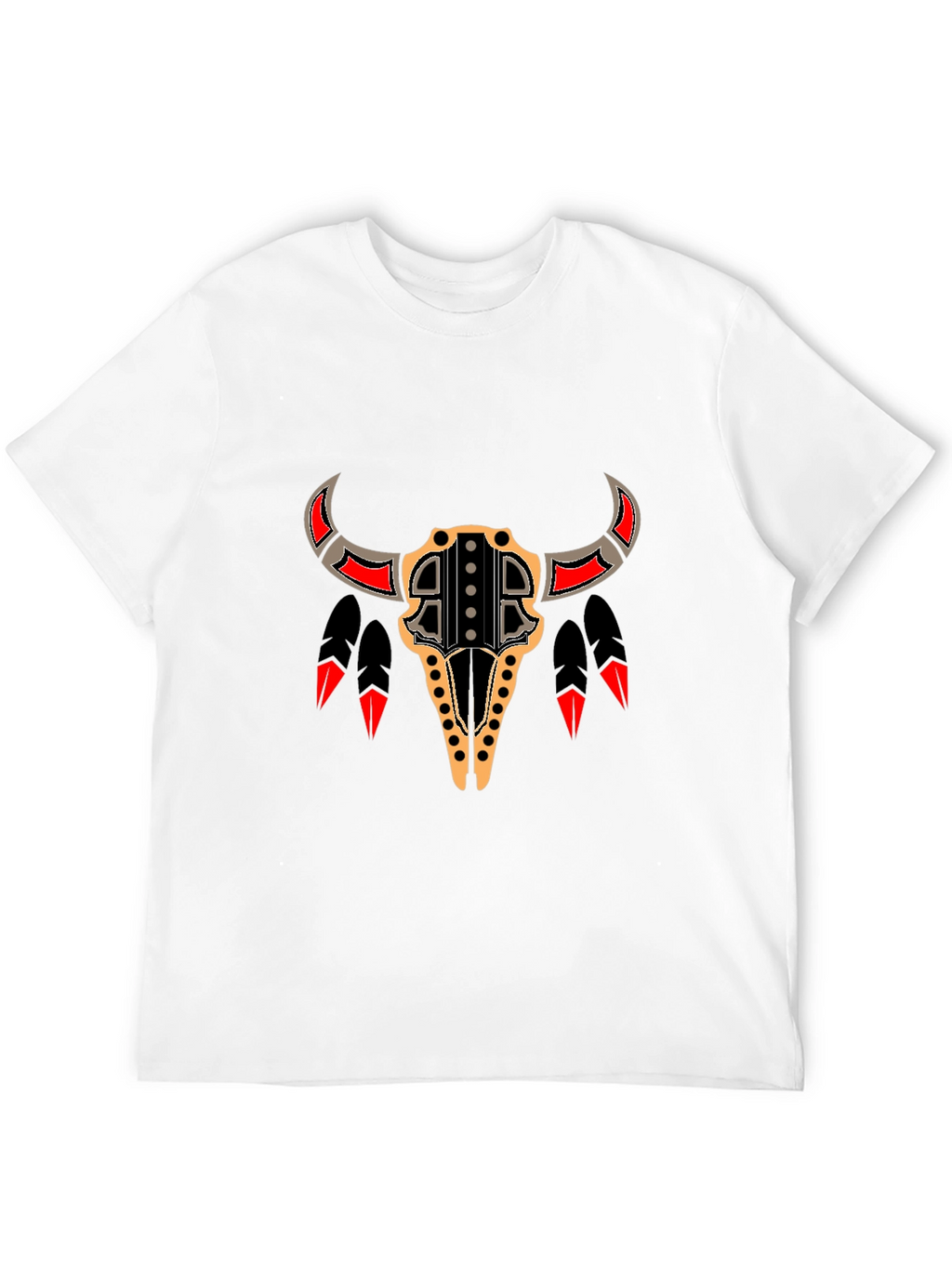 Tribal Bull Skull Graphic Tee - Black