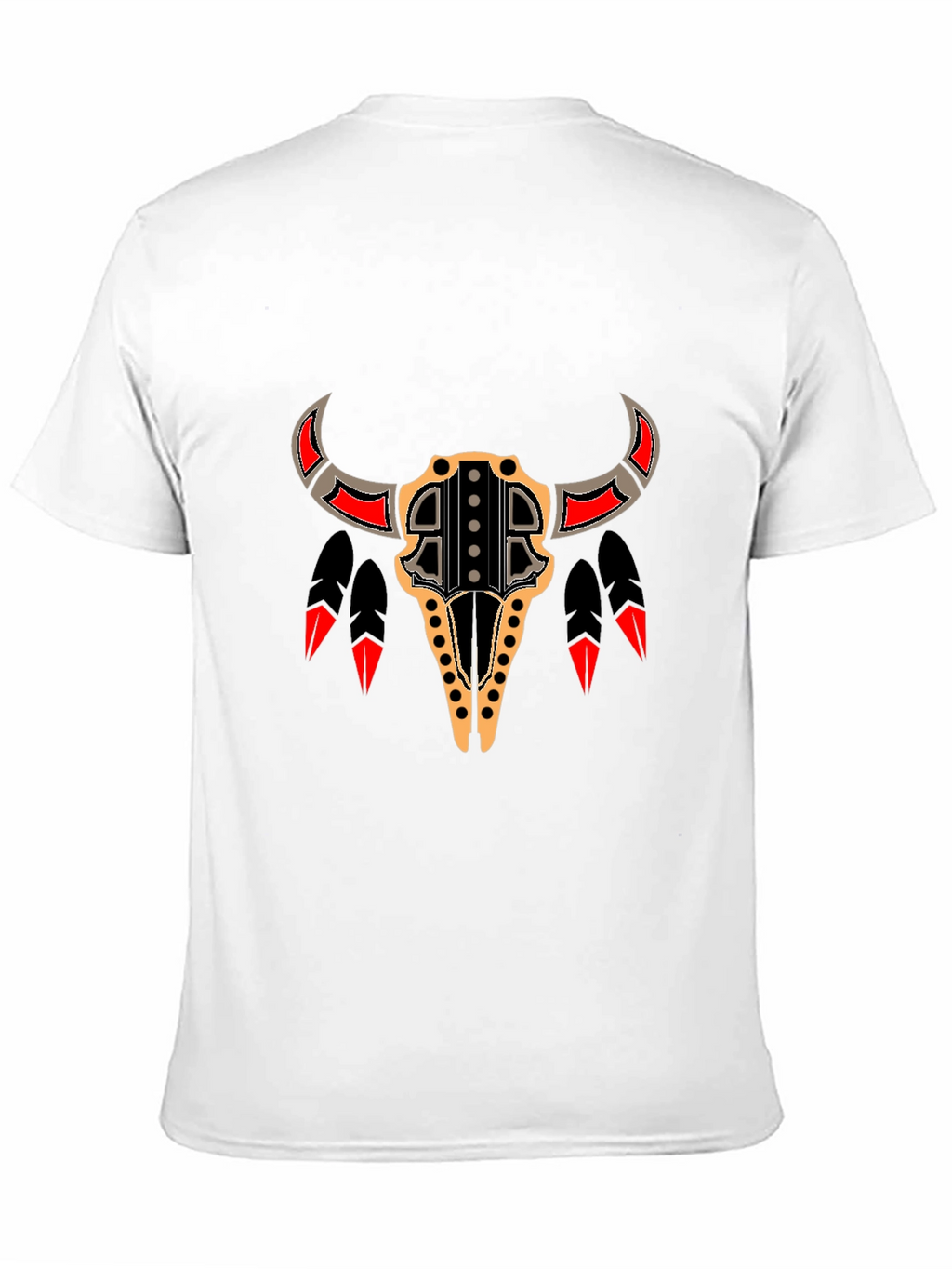 Tribal Bull Skull Graphic Tee - Black