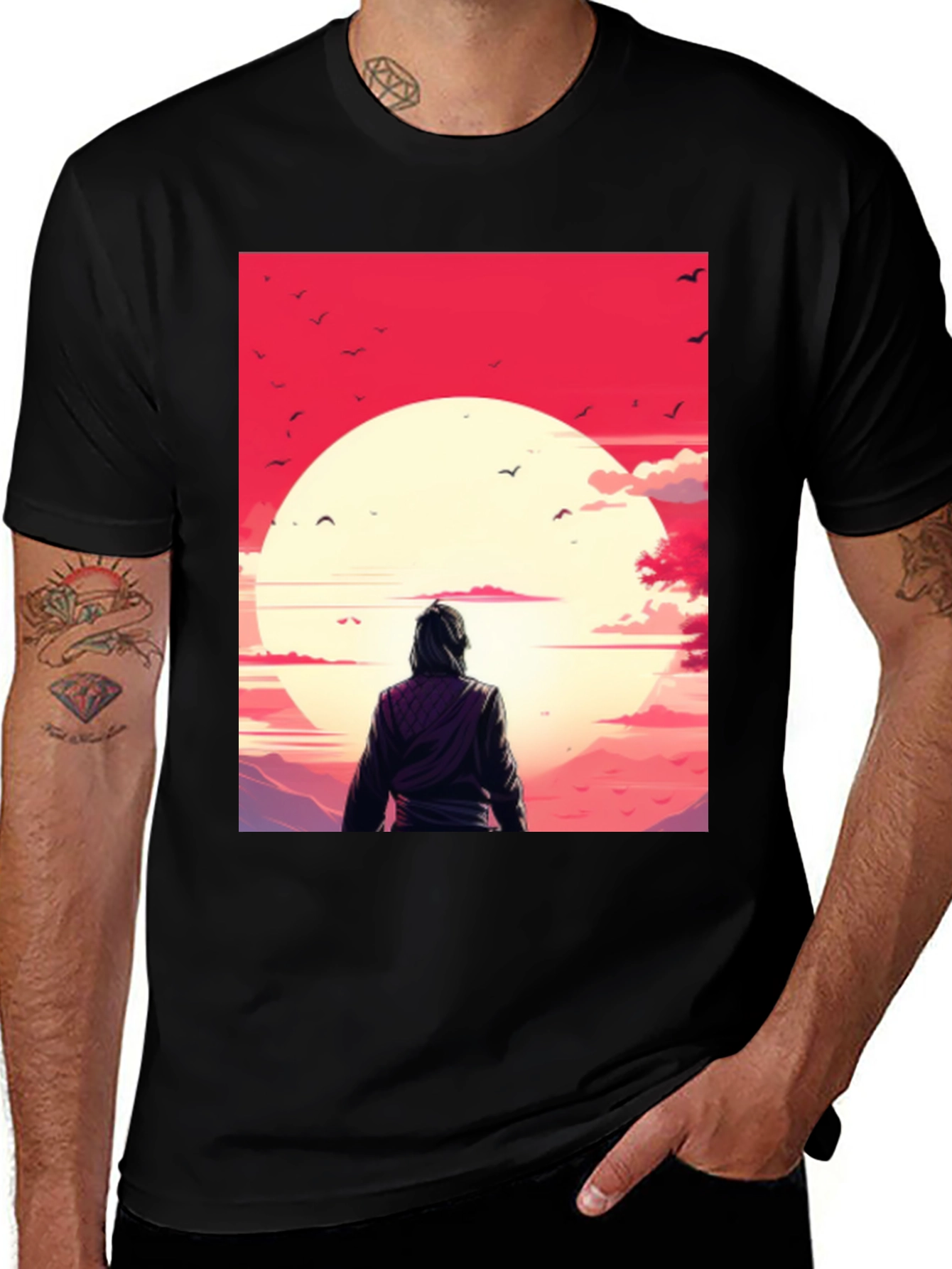 Sunset Graphic Tee - Black Casual T-Shirt