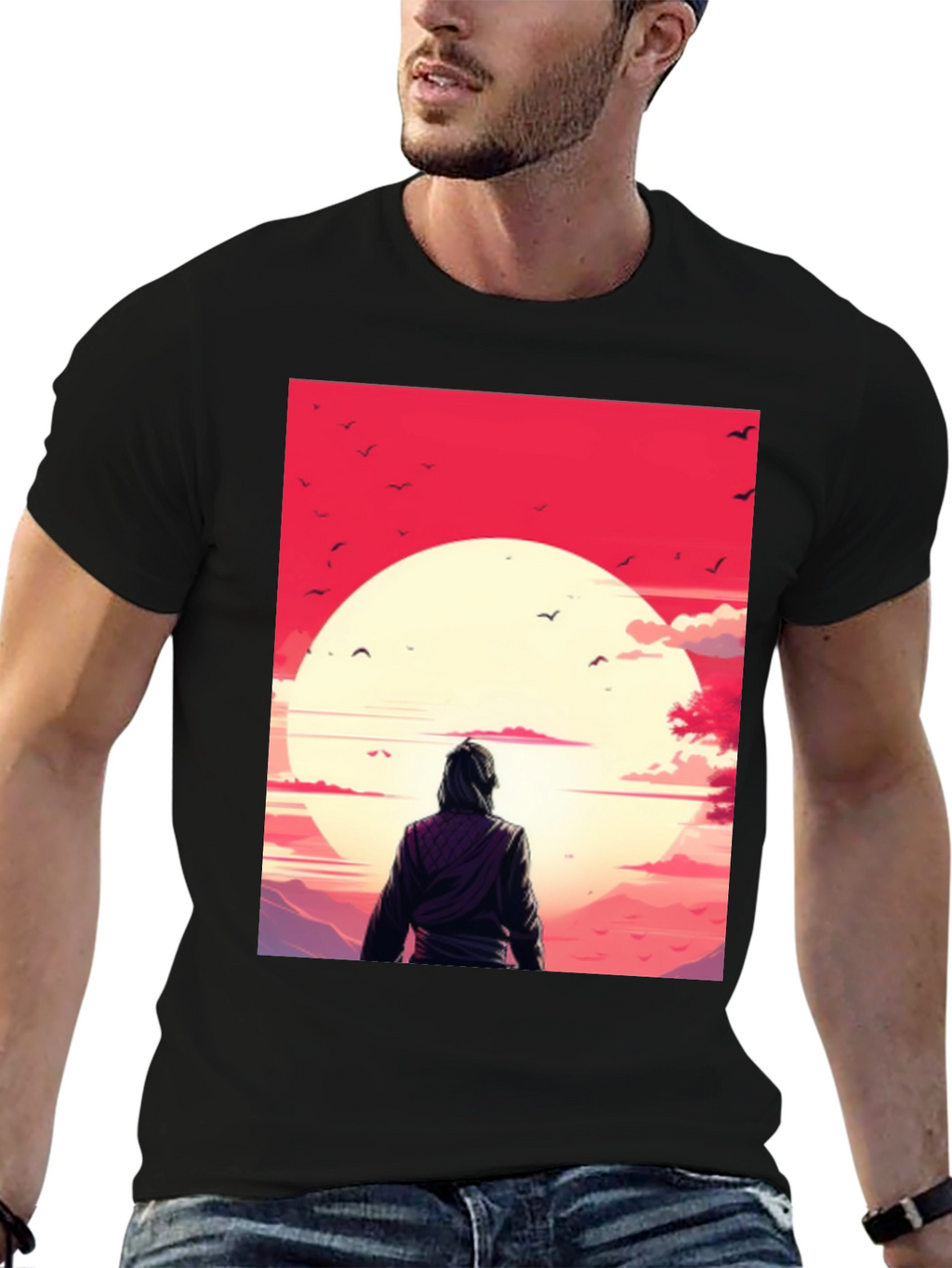 Sunset Graphic Tee - Black Casual T-Shirt