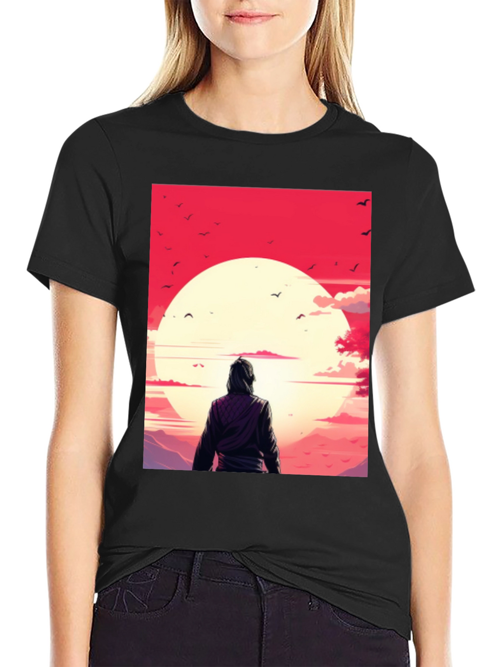 Sunset Graphic Tee - Black Casual T-Shirt