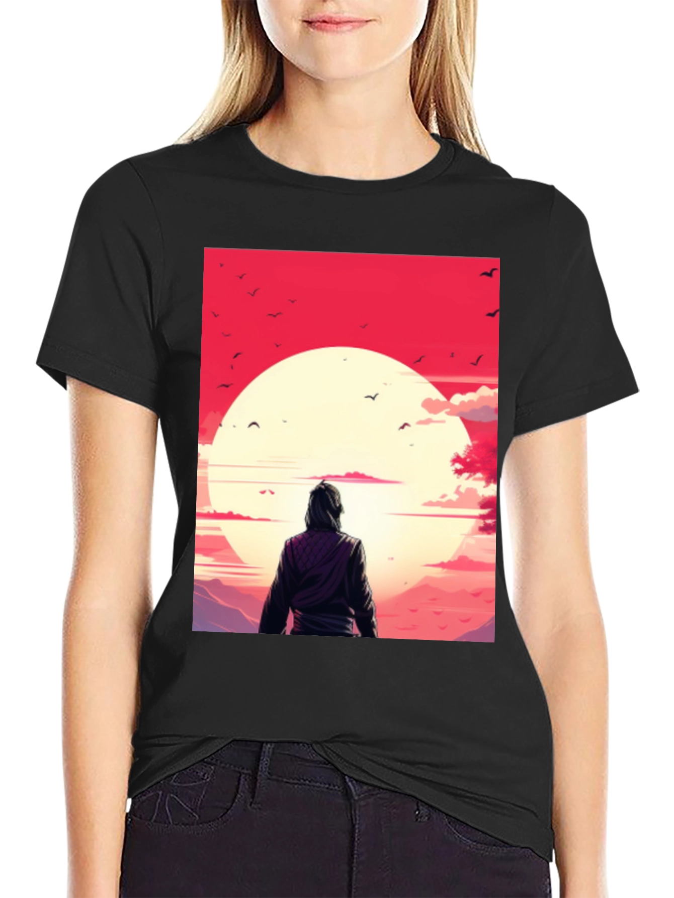 Sunset Graphic Tee - Black Casual T-Shirt