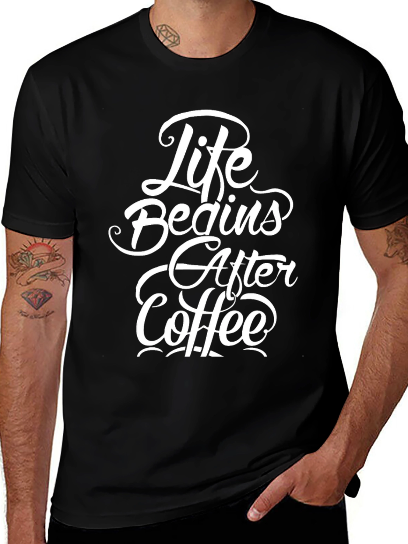Life Begins After Coffee Graphic Tee - Black