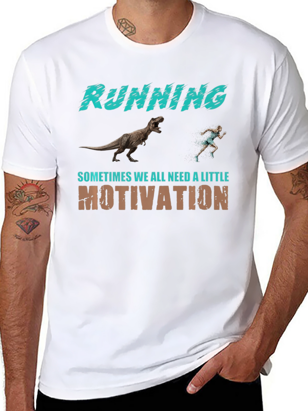 Running Motivation T-Shirt - Dinosaur Chase