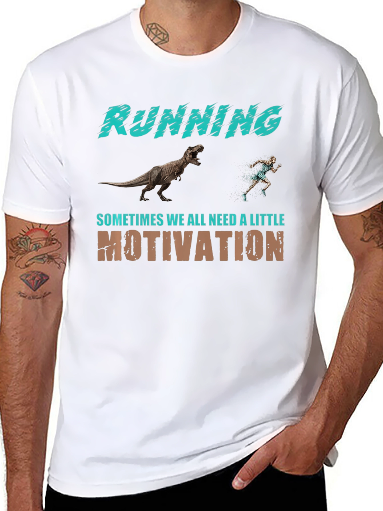 Running Motivation T-Shirt - Dinosaur Chase