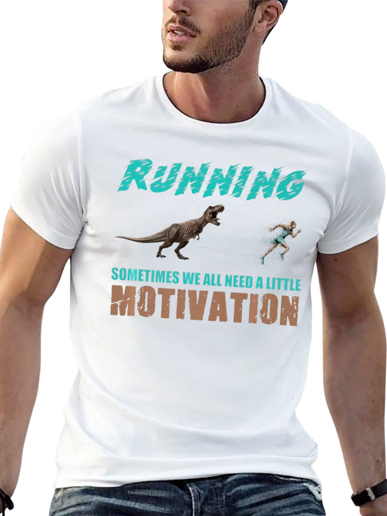Running Motivation T-Shirt - Dinosaur Chase