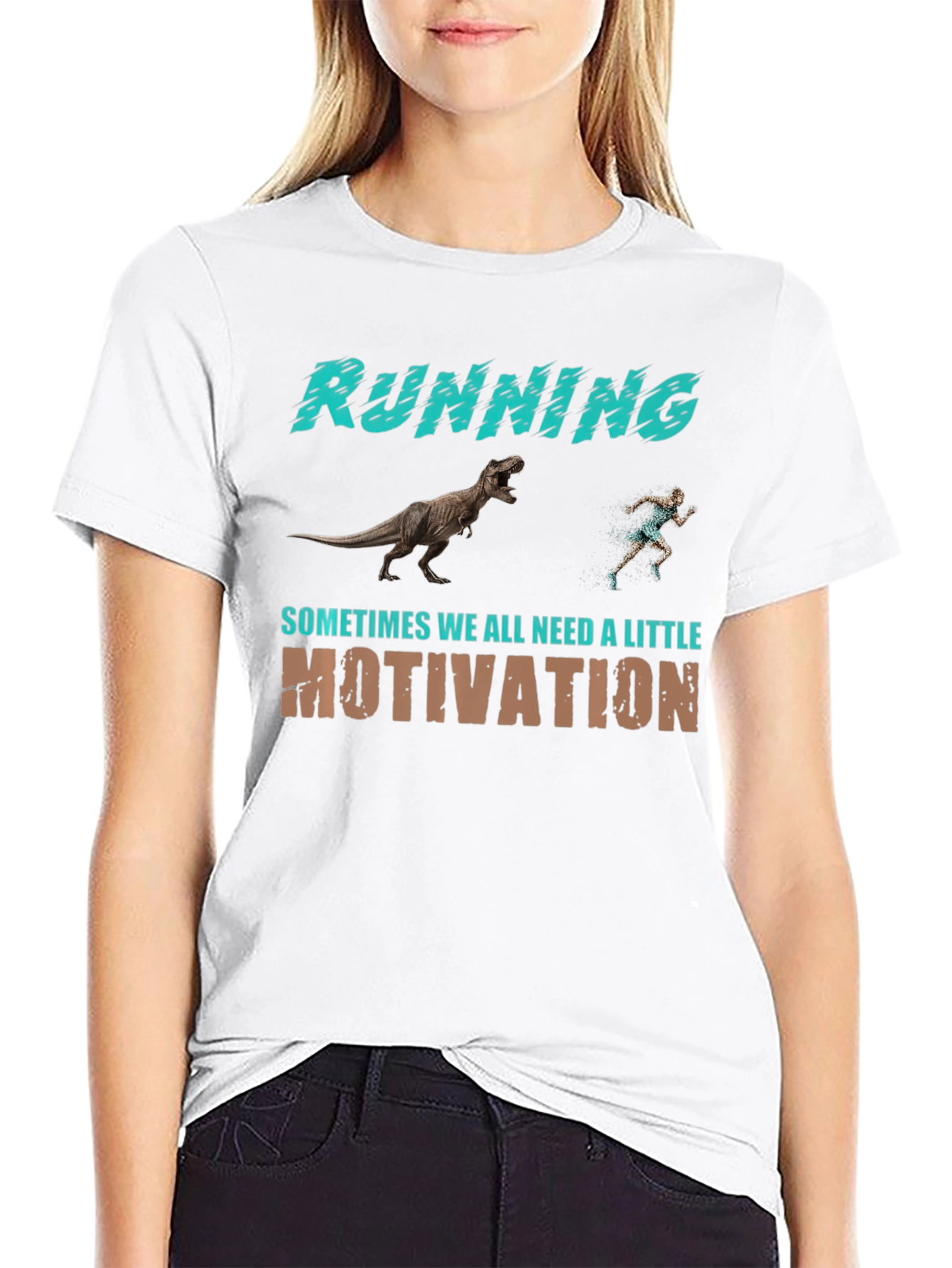 Running Motivation T-Shirt - Dinosaur Chase