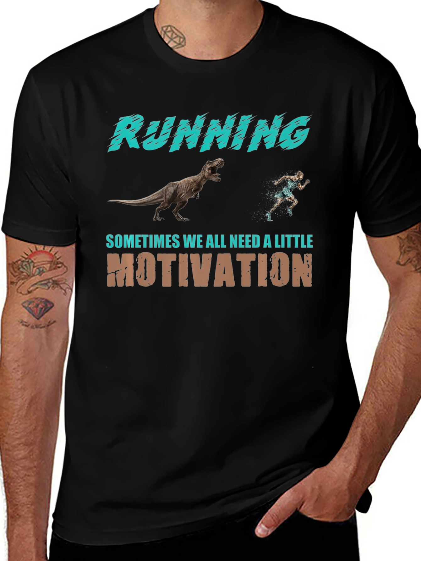 Running Motivation T-Shirt - Dinosaur Chase
