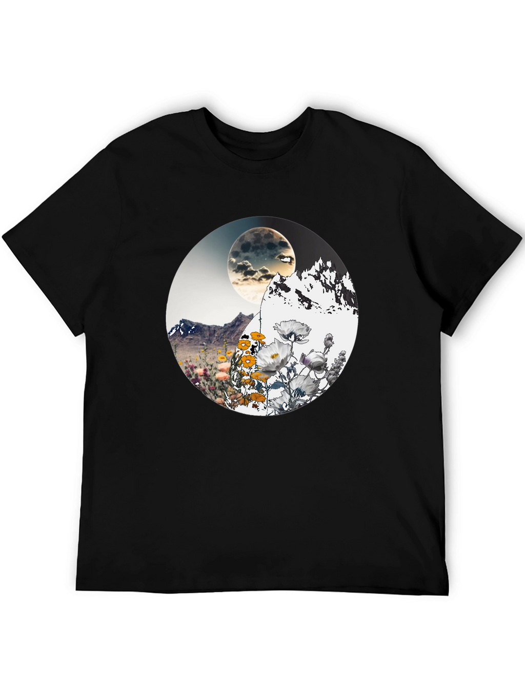 Mountain Moon Floral Graphic T-Shirt